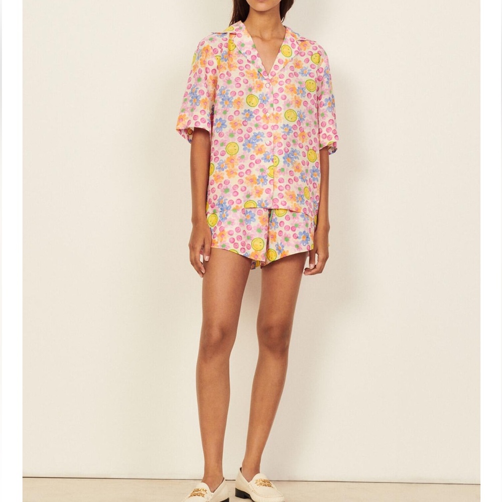 SANDRO PARIS Smiley® Printed flowing shirt Suze 0 Original price: $280